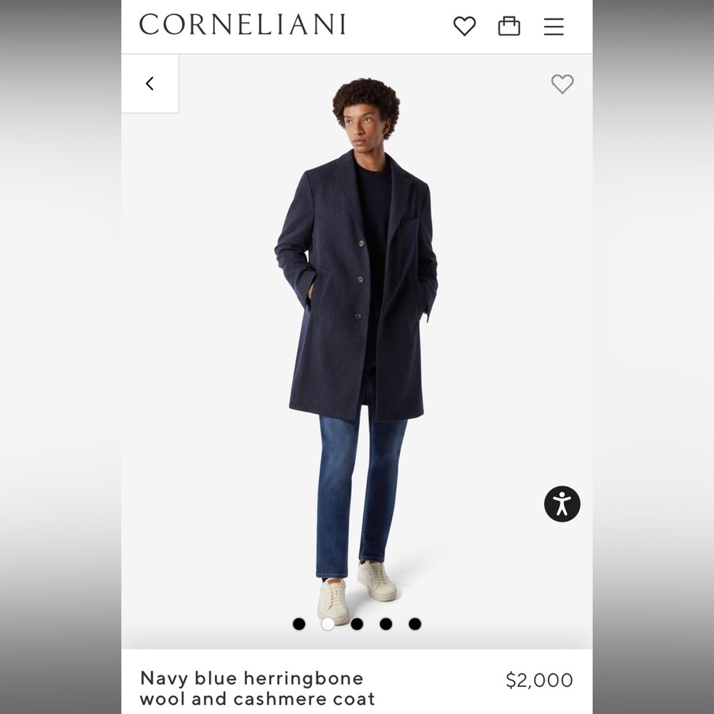 Corneliani black wool and cashmere coat